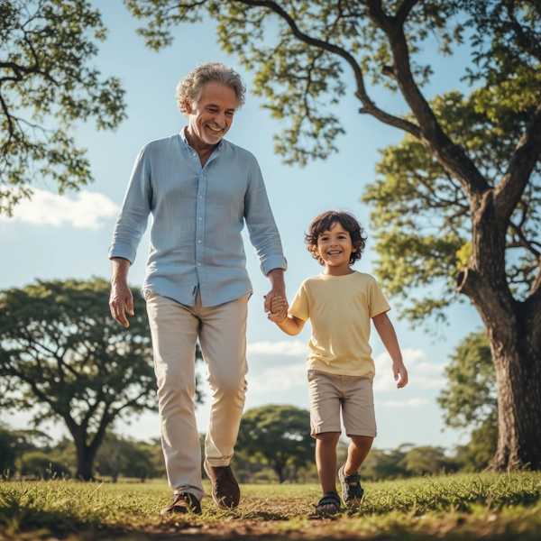 pai idoso ao lado do filho
